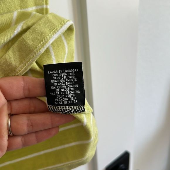 St. John's Bay Women's S Zip Neck Polo Tee Shirt Lime Green White Stripe Preppy - Picture 5 of 15